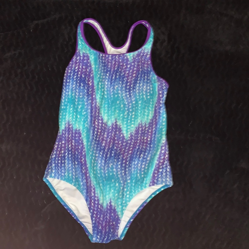 Girls Speedo Blue Pattern One-Piece Swimsuit